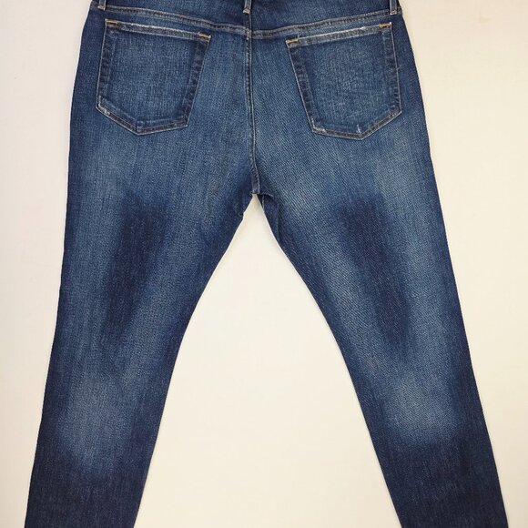 Frame Size 36X33 Mens L'Homme Slim Keystone Blue Denim 5 Pocket Straight Jeans - Picture 1 of 12